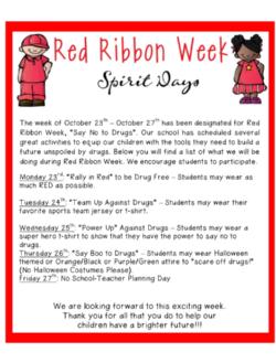 Red Ribbon Week Spirit Week is this week!!