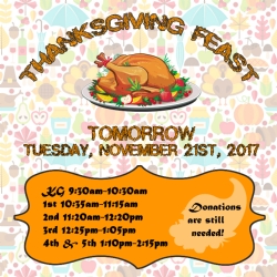 Thanksgiving Feast is tomorrow!! 