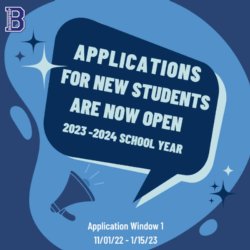 Applications for new students are now open for the 2023-2024 school year!